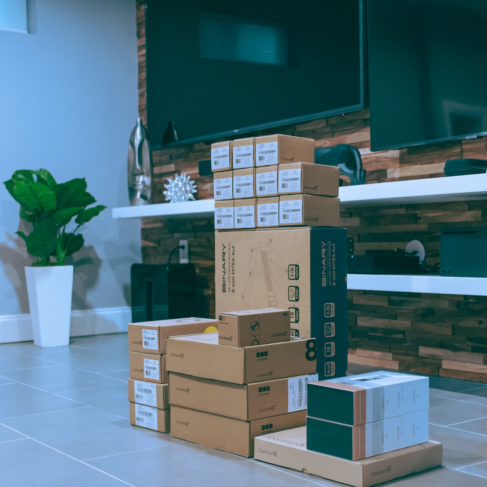 The system staged in the kitchen before install day